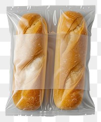 PNG  Bakery plastic with blank label mockup packaging baguette bread food.