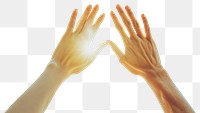 PNG Creative people hands high five gesturing touching finger.