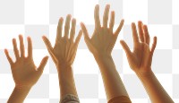 PNG Creative people hands high five finger togetherness gesturing.