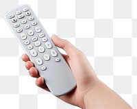 PNG  A hand holding remote control electronics calculator technology.