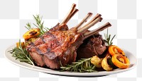 PNG  Gourmet food roasted meat white background.
