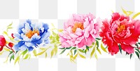 PNG Peony watercolor border pattern flower plant.
