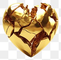 PNG Heart of cut in half gold jewelry shiny.
