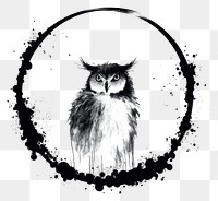 PNG Stroke outline owl frame animal circle bird.