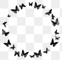PNG Stroke outline butterflies frame animal circle black