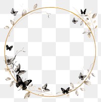 PNG Stroke outline butterflies frame circle white background accessories.