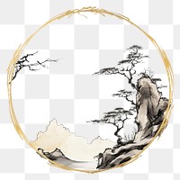 PNG Stroke outline bonsai frame circle white background photography.