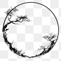 PNG Stroke outline bonsai frame drawing circle nature.