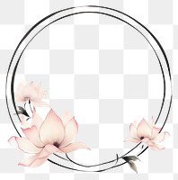 PNG Stroke outline chinese lotus frame circle flower plant.
