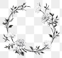 PNG Stroke outline chinese roses frame pattern drawing circle.