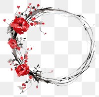 PNG Stroke outline chinese roses frame circle flower plant