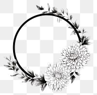 PNG Stroke outline chrysanthemum frame chrysanths pattern circle.