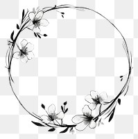 PNG Stroke outline flower frame drawing circle sketch.