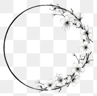 PNG Stroke outline flower frame circle plant white background.
