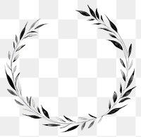 PNG Stroke outline leaves frame circle white background monochrome.