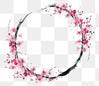 PNG Stroke outline pink chinese plum frame blossom circle flower.