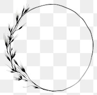 PNG Stroke outline plant frame circle white background monochrome.