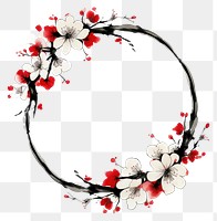 PNG Outline red plum flowers frame blossom circle plant.
