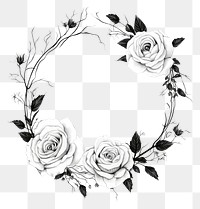 PNG Stroke outline roses frame pattern drawing circle.