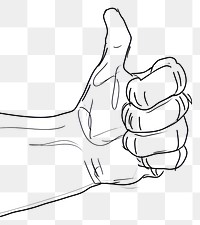 PNG  Continuous line drawing thumbs up hand finger sketch.