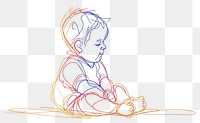 PNG  Continuous line drawing toddler sketch art illustrated.