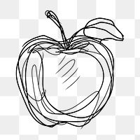 PNG  Continuous line drawing apple sketch plant art.