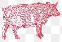 PNG  Continuous line drawing beef livestock mammal animal.