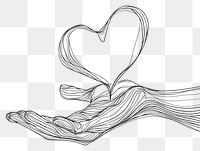 PNG  Continuous line drawing heart hand sketch illustrated creativity.