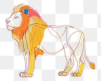 PNG  Continuous line drawing lion mammal animal sketch.