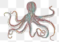 PNG  Continuous line drawing octopus animal invertebrate cephalopod.