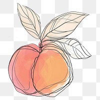 PNG  Continuous line drawing peach sketch fruit plant.