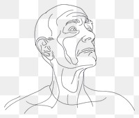 PNG  Continuous line drawing senior man sketch art illustrated.