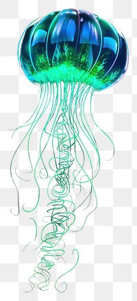 PNG Illustration jellyfish neon rim light nature night green.