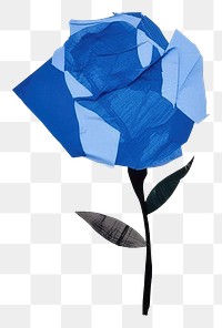 PNG Abstract blue rose ripped paper art painting flower.