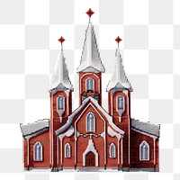 PNG  Church in embroidery style architecture building steeple.