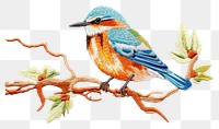 PNG  Bird in embroidery style animal art hummingbird.