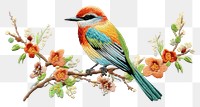 PNG  Bird in embroidery style animal hummingbird creativity.