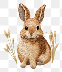 PNG  Bunny in embroidery style rodent animal mammal.