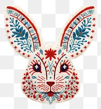 PNG  Bunny in embroidery style pattern art representation.