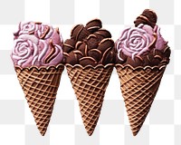 PNG  Ice cream chocolate in embroidery style dessert pattern food.