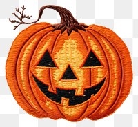 PNG  Jack o lantern in embroidery style halloween anthropomorphic jack-o'-lantern.