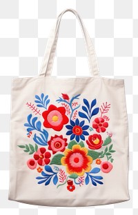 PNG  Shopping bag in embroidery style handbag pattern purse.