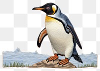 PNG  Penguin in embroidery style animal bird wildlife.