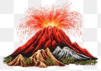 PNG  Volcanic eruption in embroidery style mountain outdoors volcano.