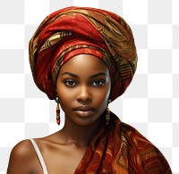PNG African woman portrait turban photo.