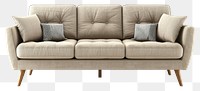 PNG  Beige sofa scandinavian style furniture cushion pillow.