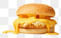 PNG Chicken burger and liquid cheese food hamburger breakfast.