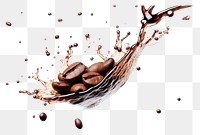 PNG  Coffee bean with splash falling coffee beans refreshment.