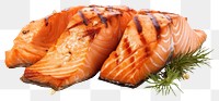 PNG Salmon grill seafood meat white background.