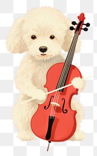 PNG Dog playing violin guitar cello performance.